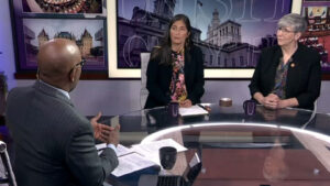 Mariann Wang and Liz Roberts joined "Inside City Hall" to discuss the Adult Survivors Act. (NY1 Photo)